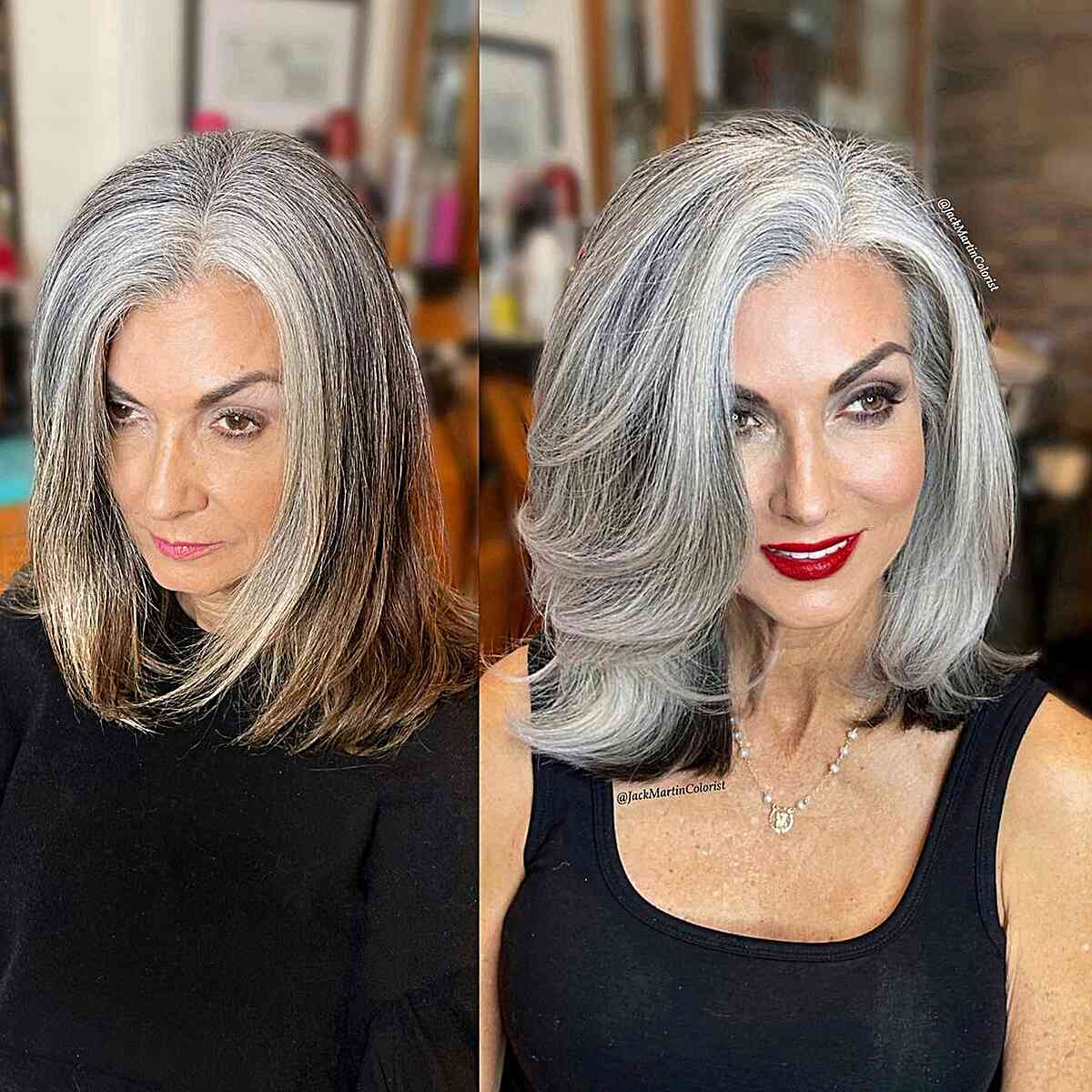 All Over Gray-Silver Makeover for women with aging hair