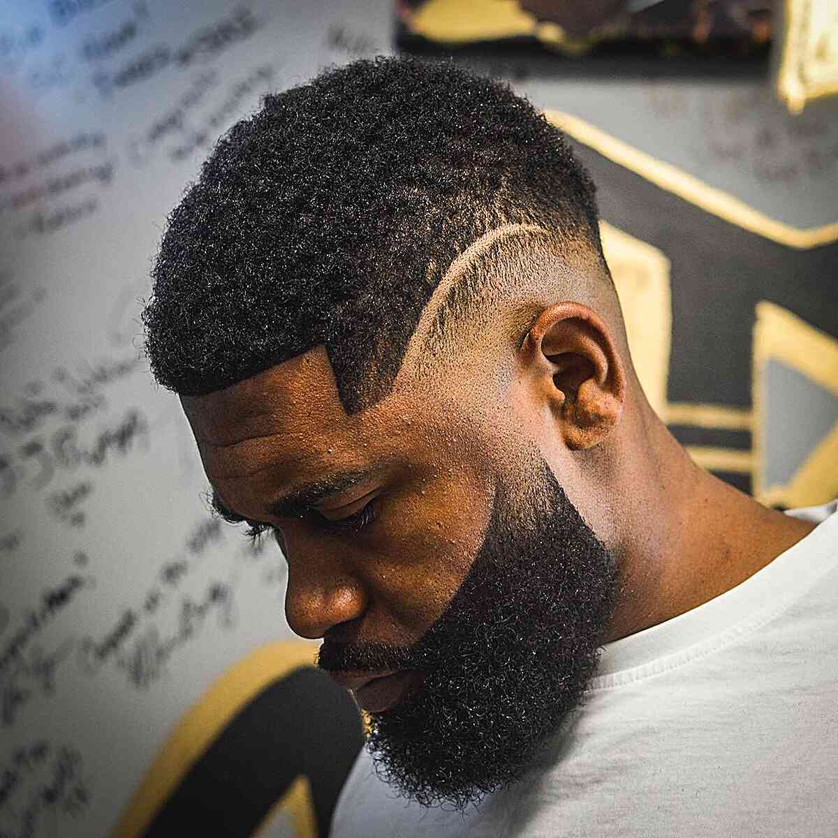 Beard Fade with a Surgical Line for Black Men