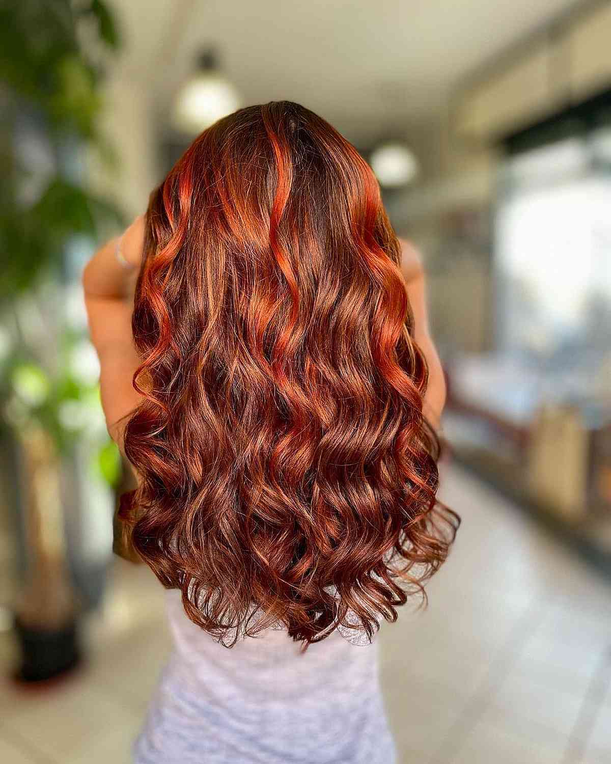 Charming Bright Copper and Red Balayage