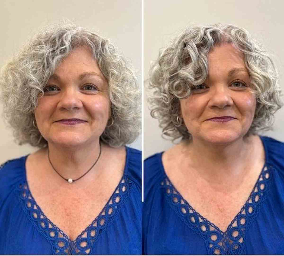Chin-Length Hairstyle with Curls for Older Women Over 60