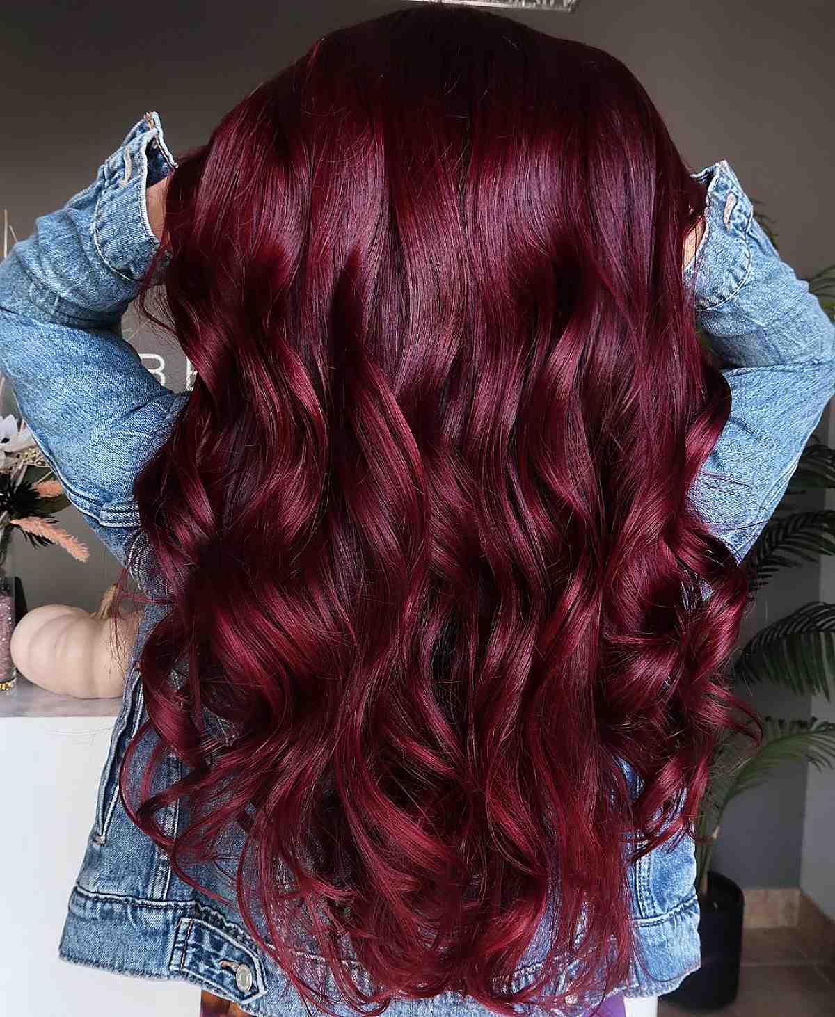 Stunning dark ruby red hair color