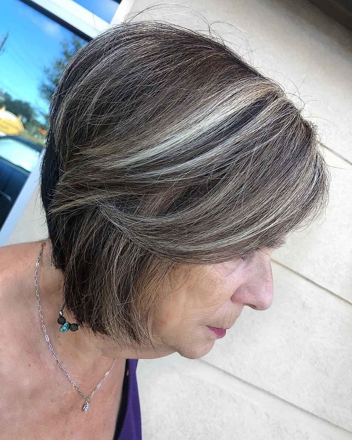 Easy Angled Bob with Soft Layers for 60-year-olds
