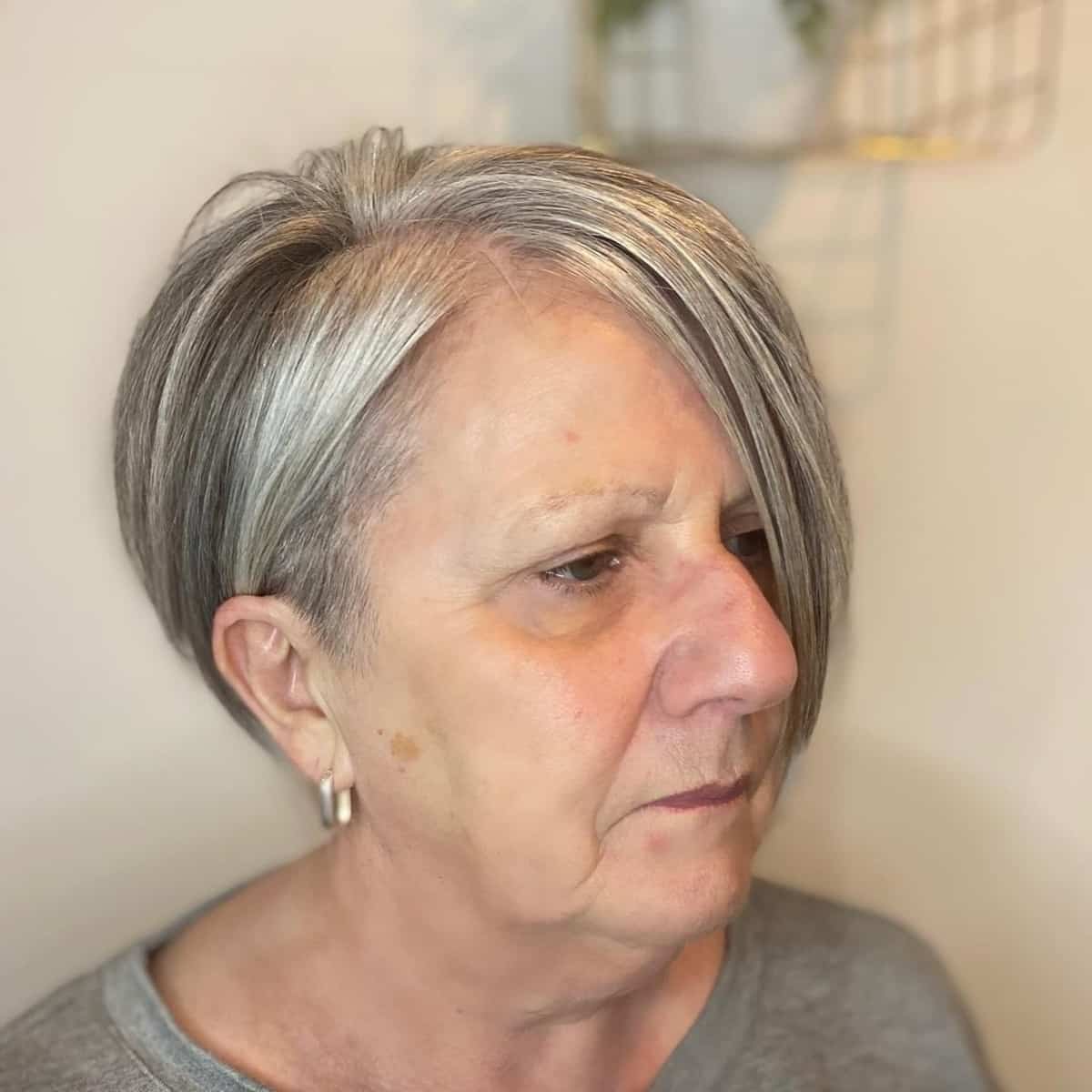 Edgy Chin-length Hairstyle for Women Over 60