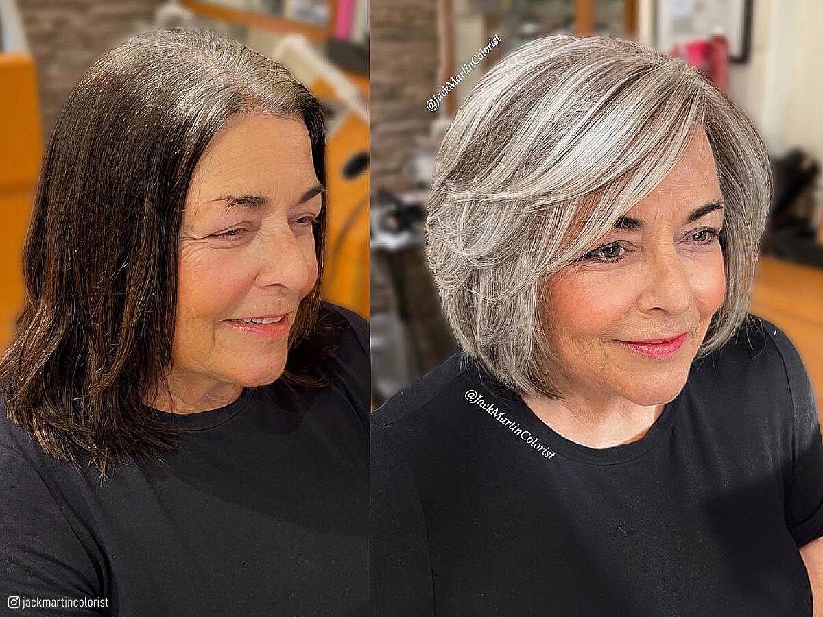 Feathered haircuts for women over 60