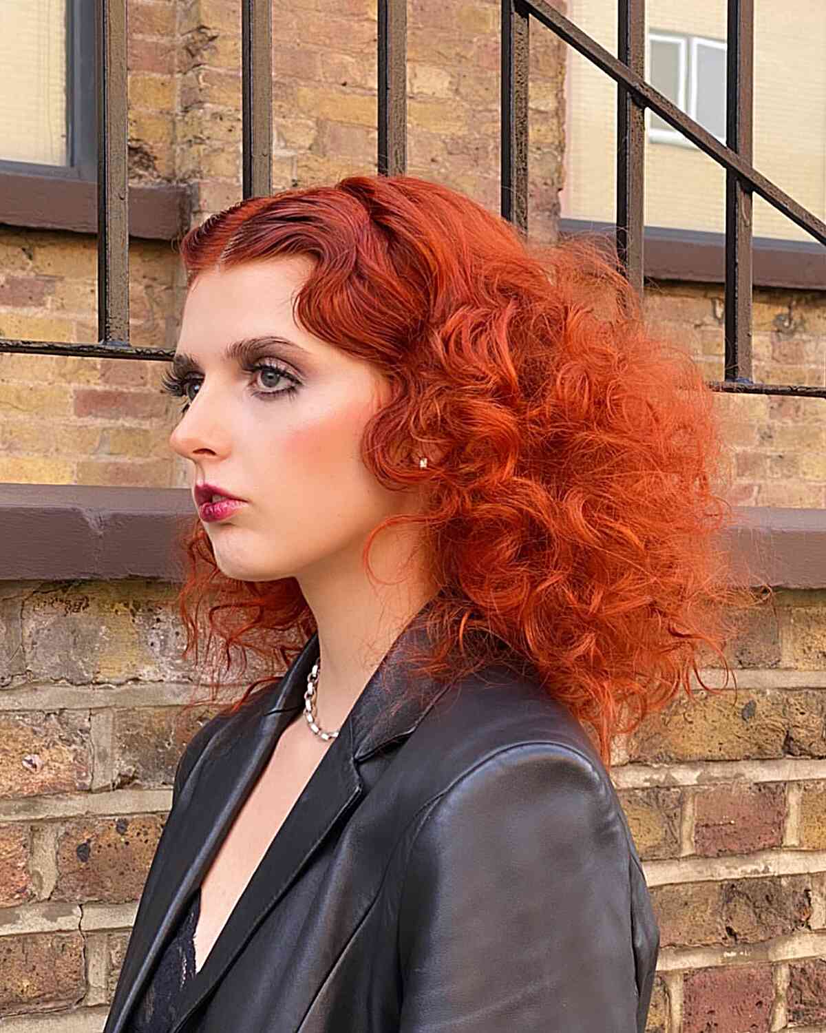 Medium-Length Fire Red Disco Curls