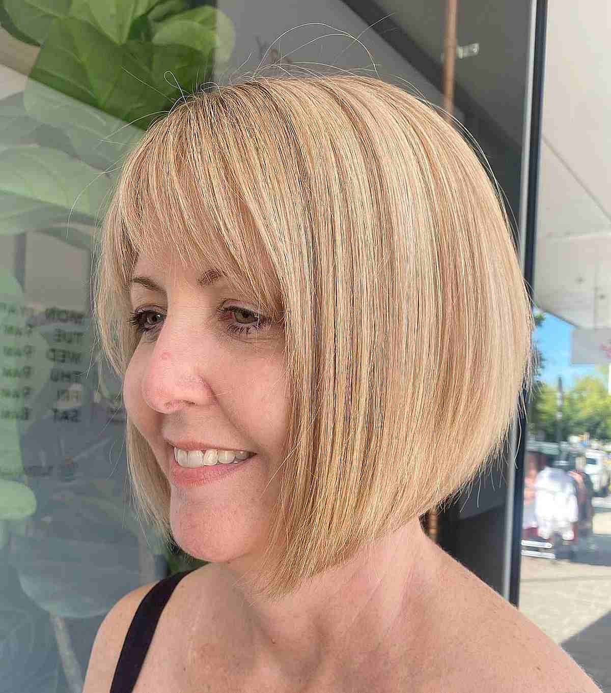 Inverted Bob with Bangs for Women Over 50