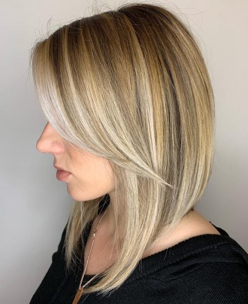 Side Parted Lob with Fringe for Straight Hair
