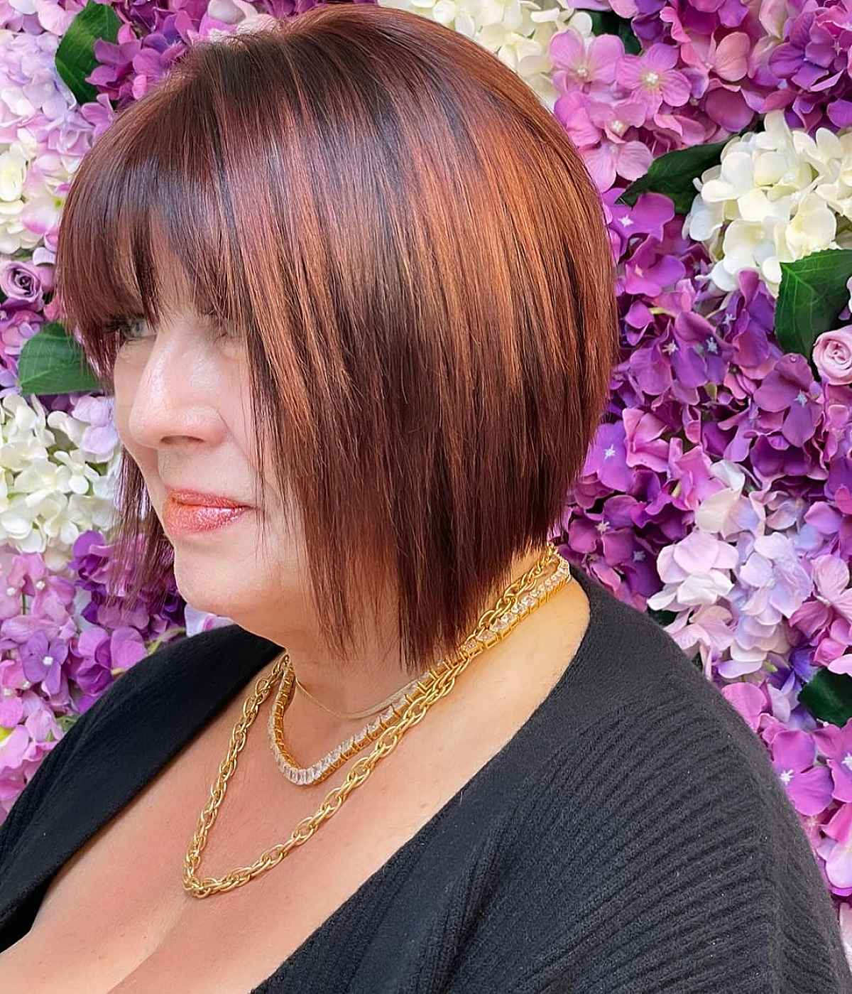 Layered Angled Bob for 60-year-old women