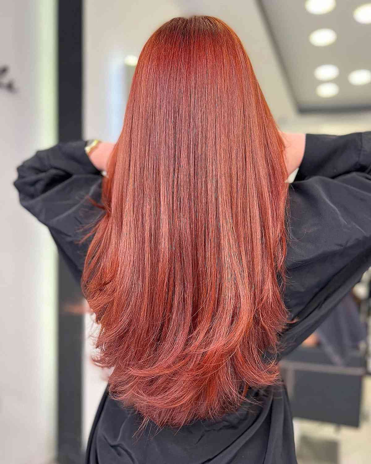 Long Dark Brick Red Hair