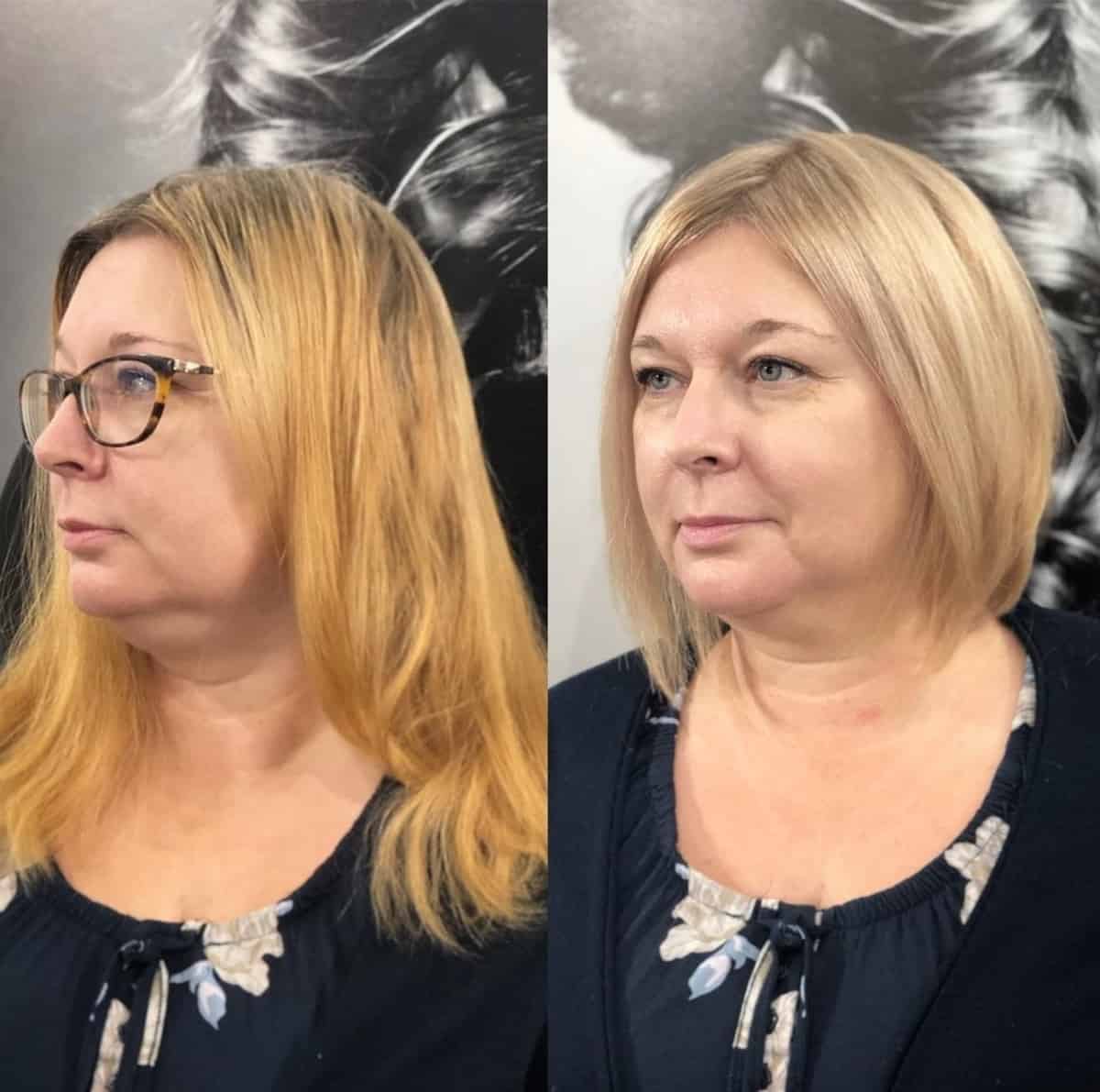 Long graduated bob for a round face