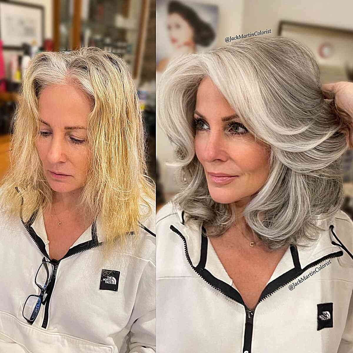 Natural Silver Feathered Hair for ladies with aging hair