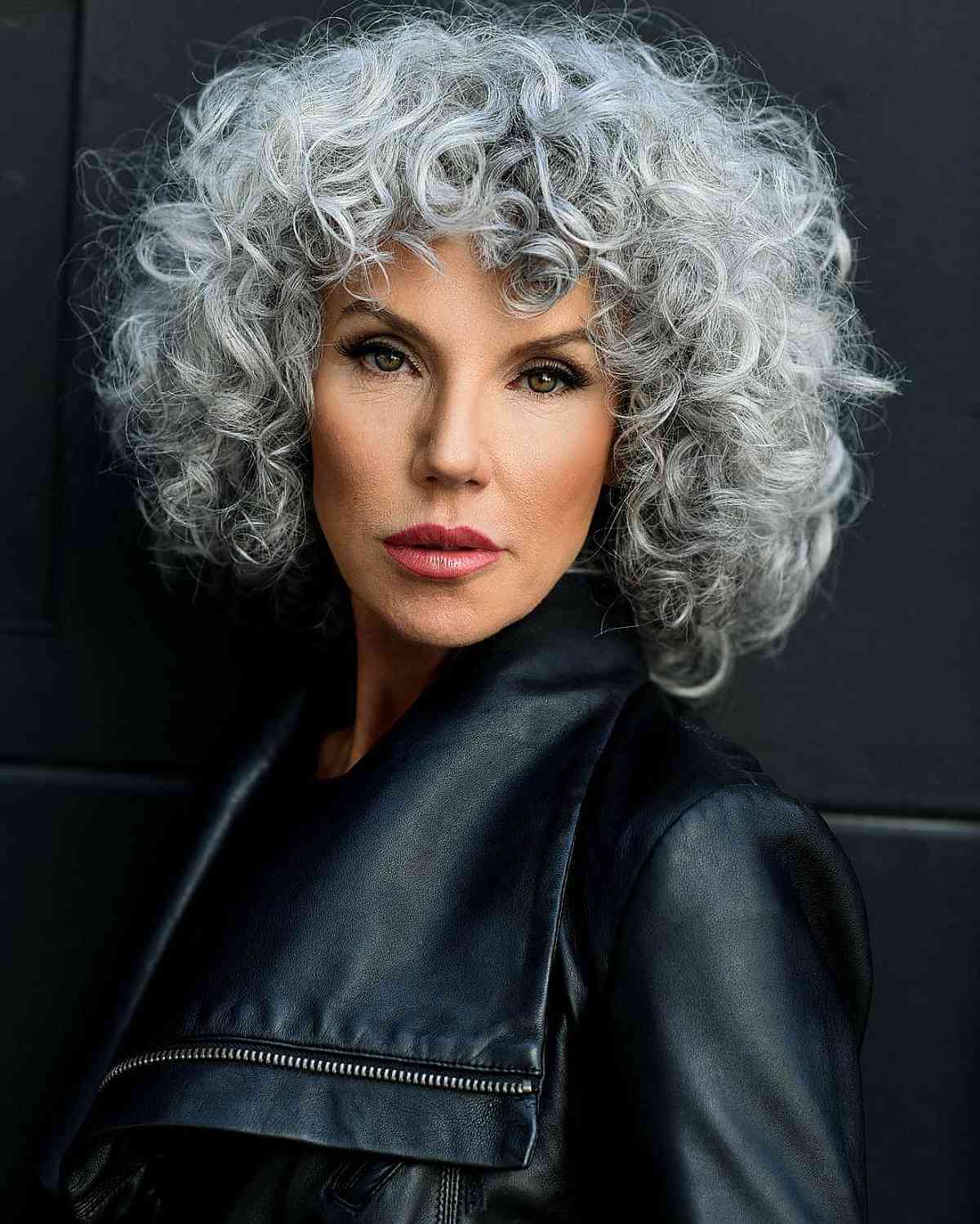 One-Length Silver Curly Bob