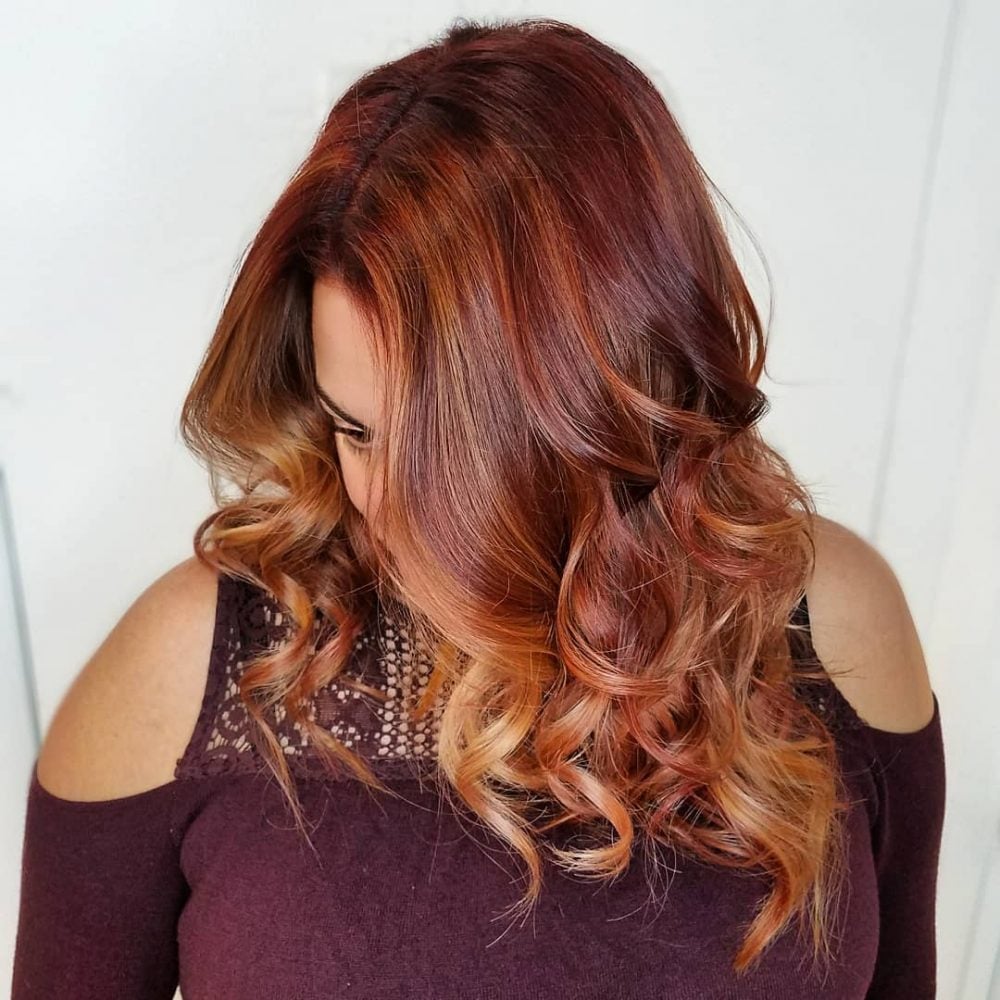 Sexy Red and Rose Gold Balayage