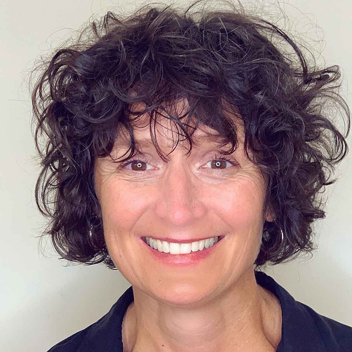 Short Curly Bob with Fringe for 60 plus women