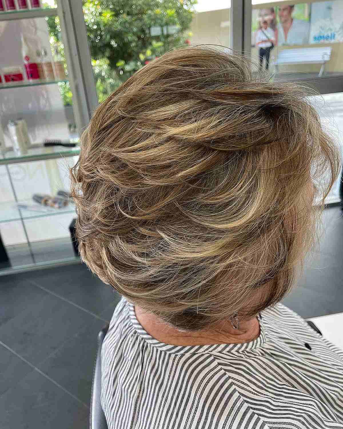 Short Feathered Crop with Dimensional Balayage for Women 70 and Over