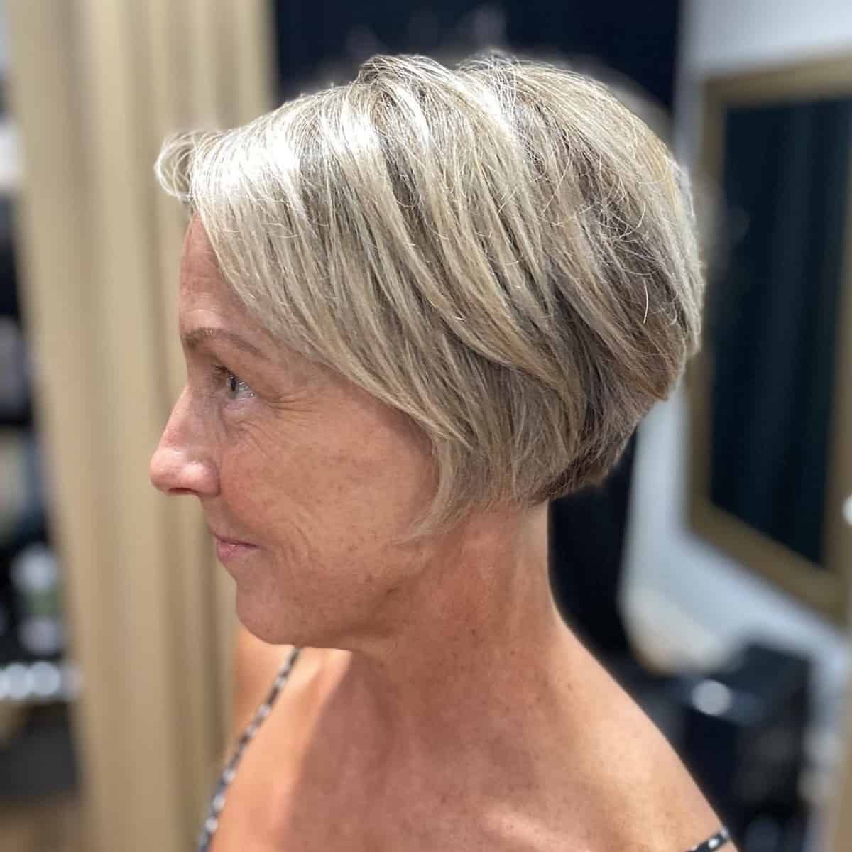 Short Layered Bob Haircut for Older Women