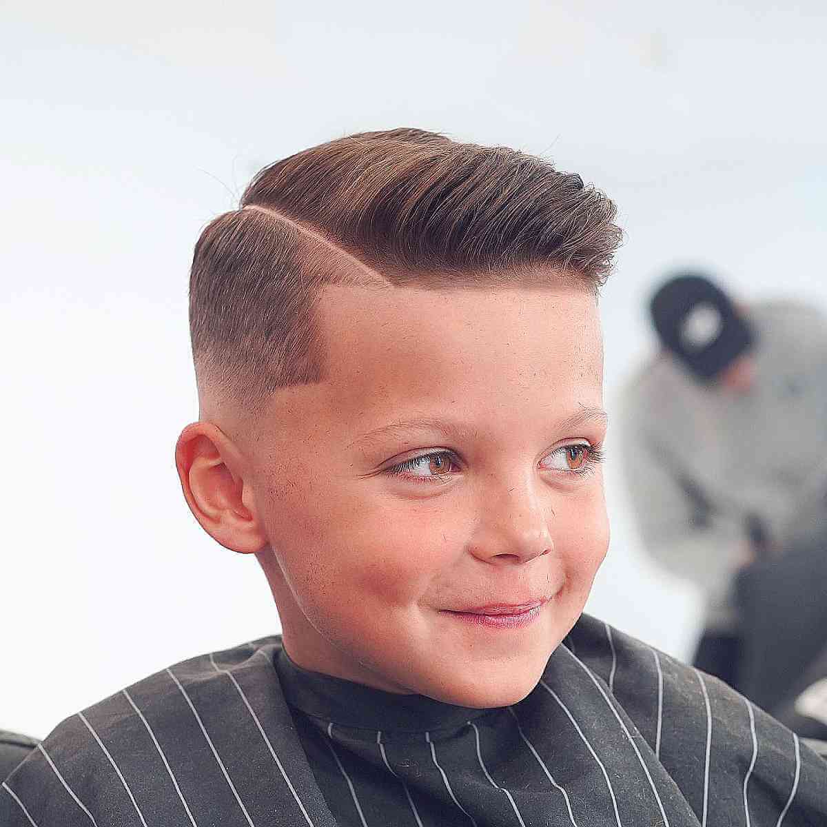 Skin Fade with a Hard Side Part for Young Boys