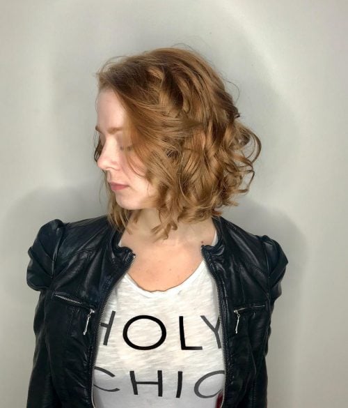 A Low-Maintenance long bob haircut with curls for thinning hair