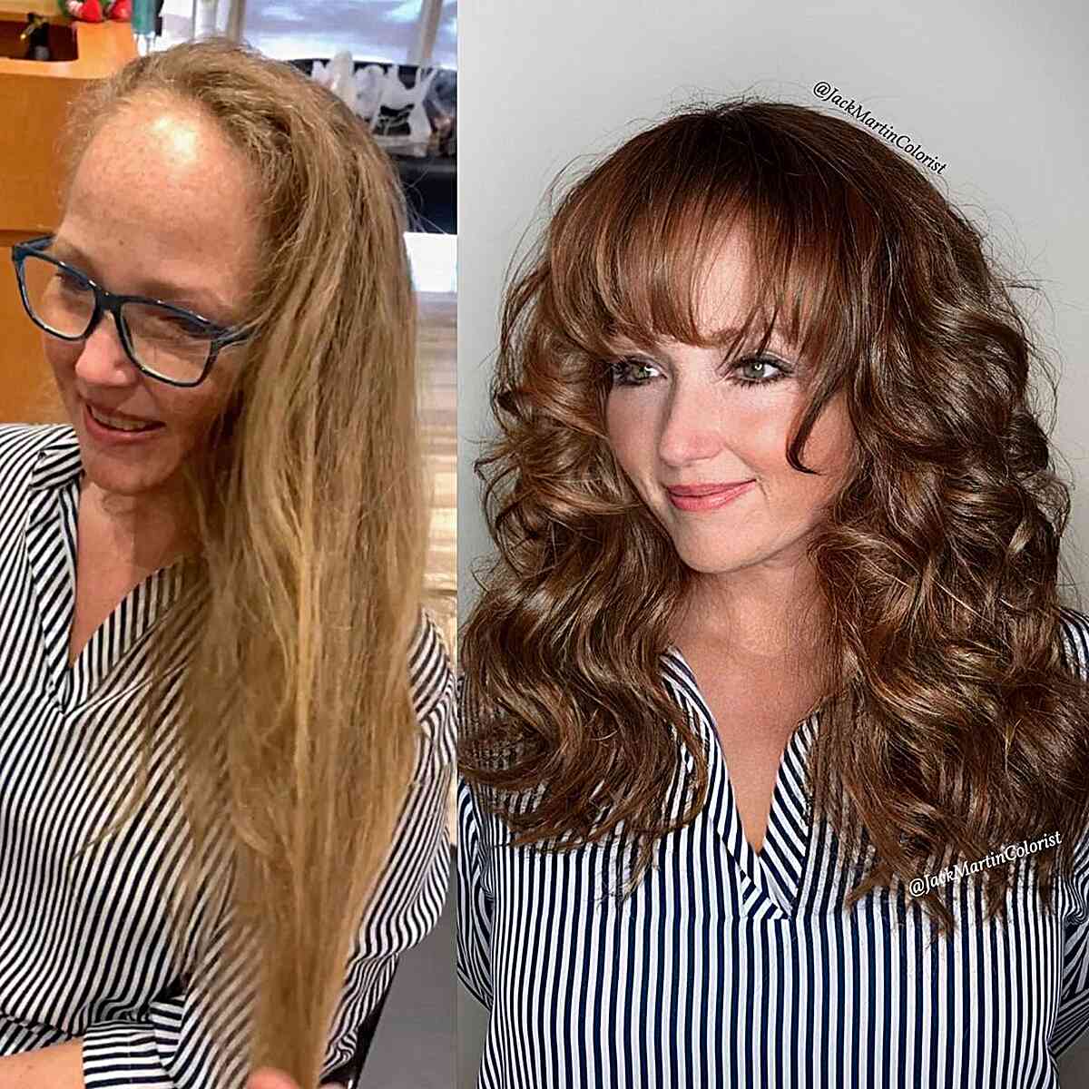 Thick-Looking Curly Hair with Fringe for women with thinning hair