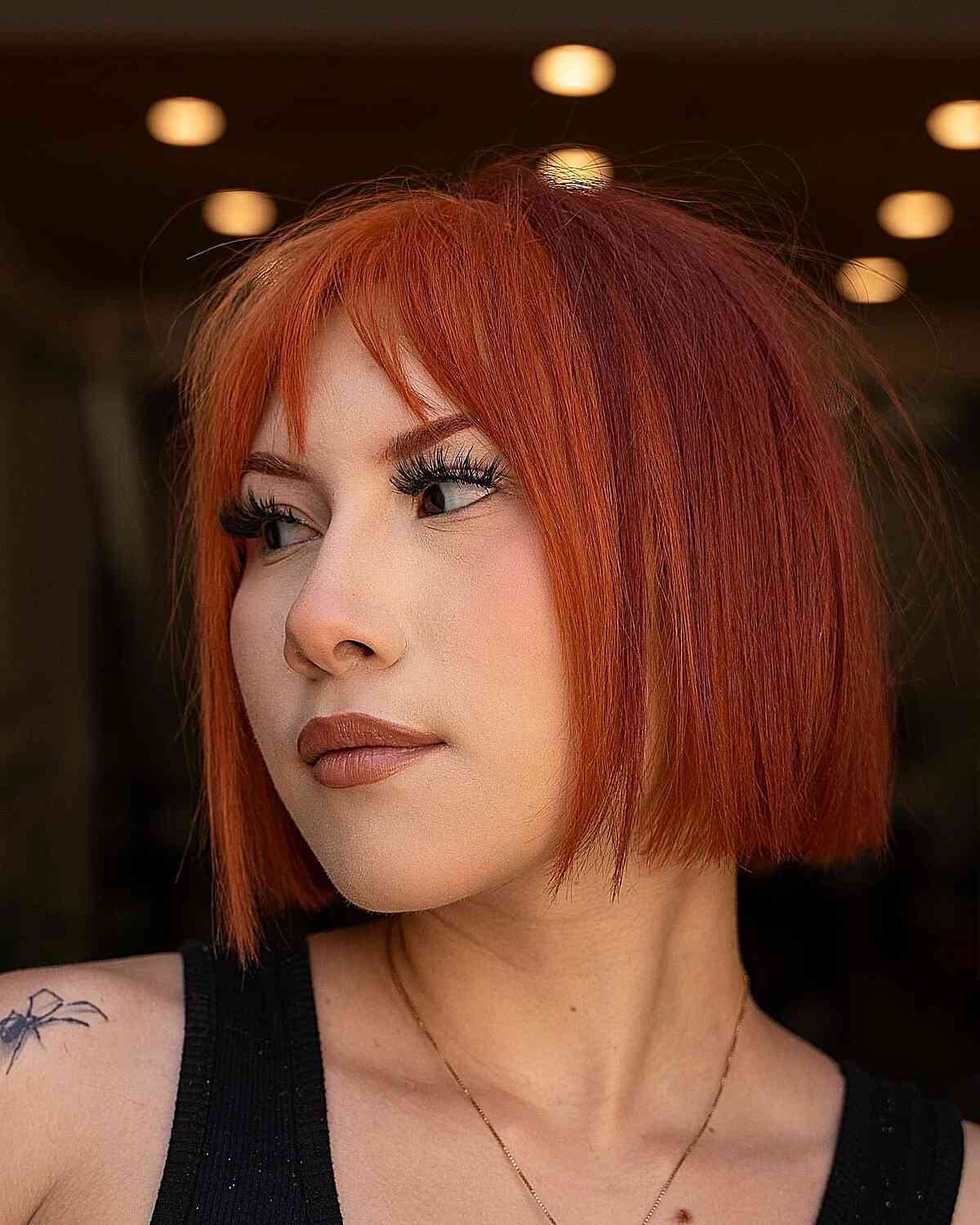 Two-Toned Copper Slob Cut for ladies with fine hair