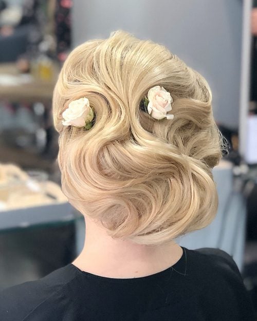 Picture of a vintage inspired swirls formal easy updo